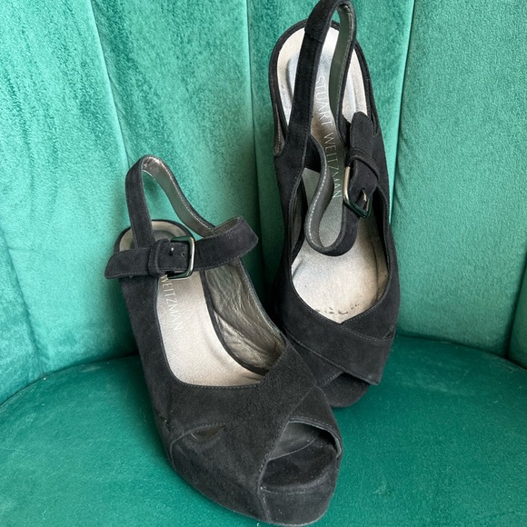 Stuart Weitzman black suede wedges. Size 6. Good condition, worn twice. - Picture 3 of 4